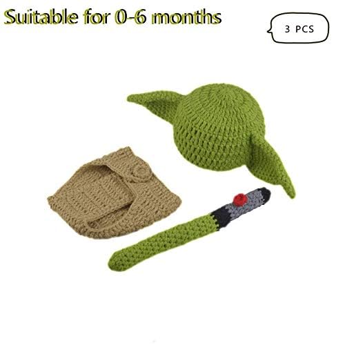 SPOKKI 3 PCS Newborn Photography Prop Baby Hat Knit Handmade Cover Diaper Costume for Infant Boy Girl Princess Twins (0-6 month) - Image 2