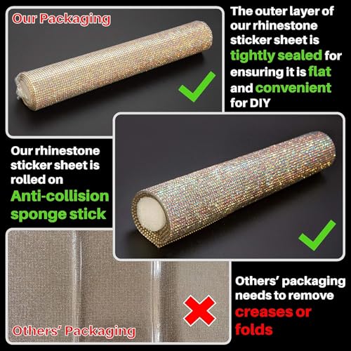 Locacrystal Bling Rhinestone Sticker DIY Car Decoration Stickers Self-Adhesive Hotfix Glitter Crystal Gem Sheet Sticker for Car&Craft Decoration with 19440Pcs 2mm Rhinestones(Crystal AB,9.4" x 15.8") - Image 3