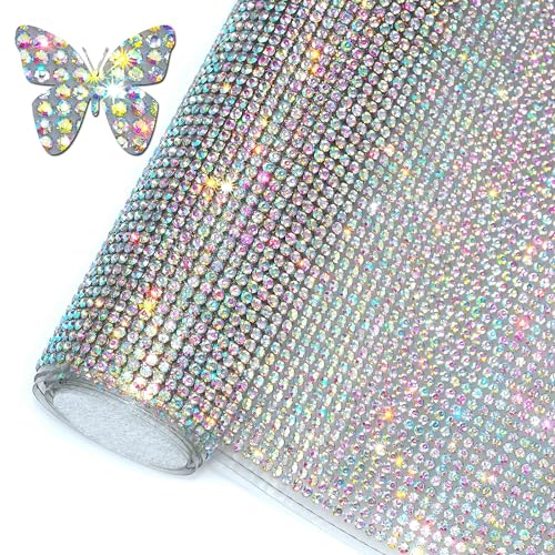 Locacrystal Bling Rhinestone Sticker DIY Car Decoration Stickers Self-Adhesive Hotfix Glitter Crystal Gem Sheet Sticker for Car&Craft Decoration with 19440Pcs 2mm Rhinestones(Crystal AB,9.4" x 15.8") - Image 1