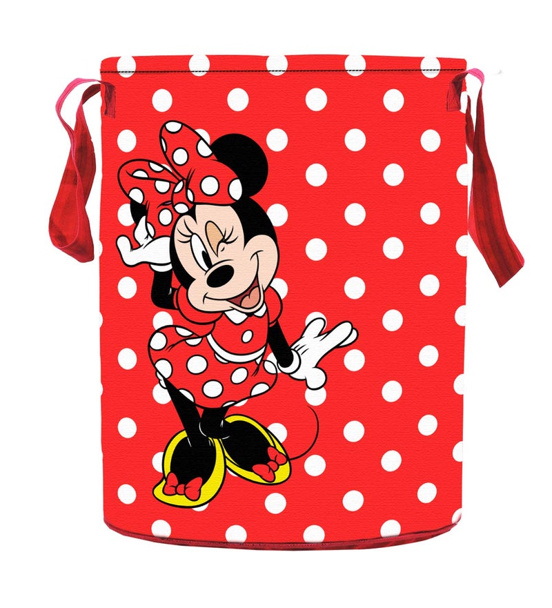 Kuber Industries Disney Print Round Non Woven Fabric Foldable Laundry Basket, Toy Storage Basket, Cloth Storage Basket with Handles, 45 LTR (Set of 2, Black & Red)-KUBMART11663 - Image 3