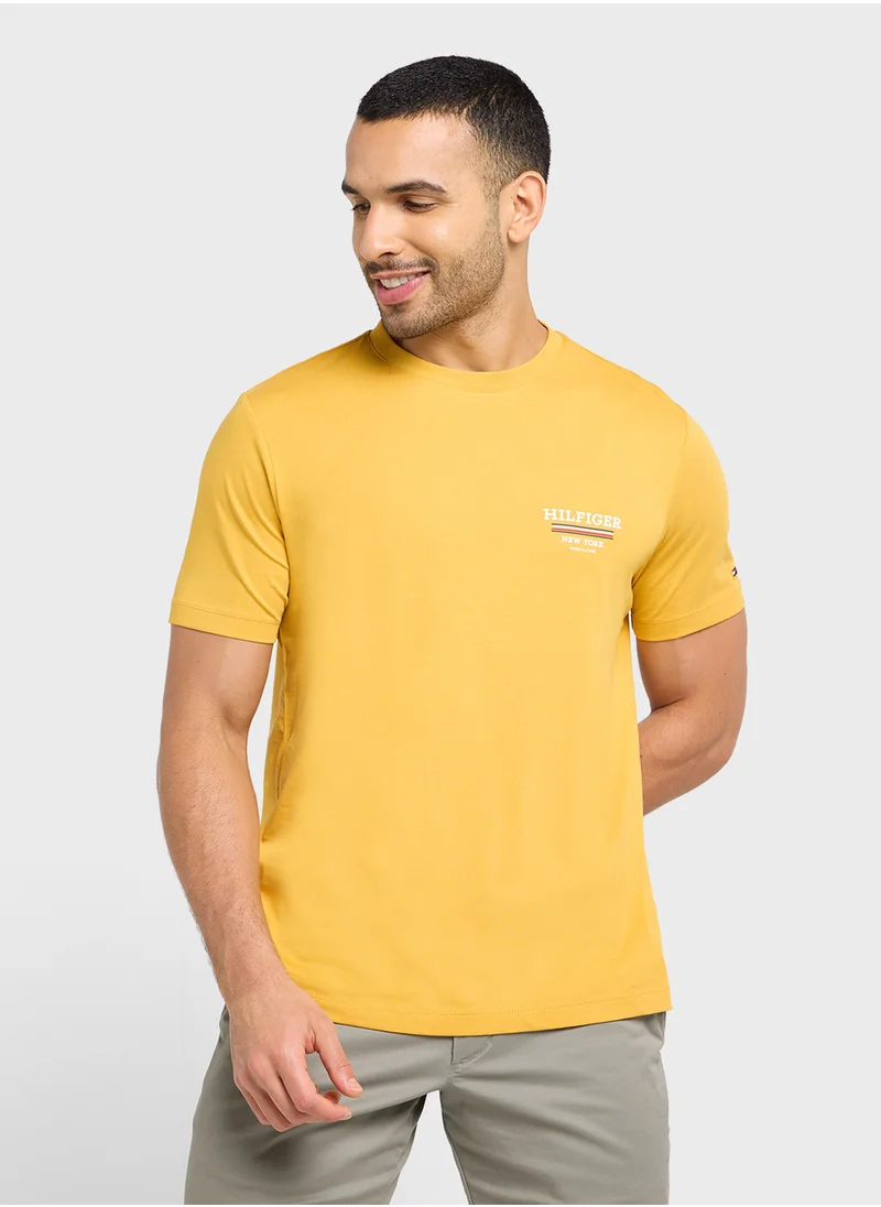 تومي هيلفيغر Global Striped Crew Neck T-Shirt