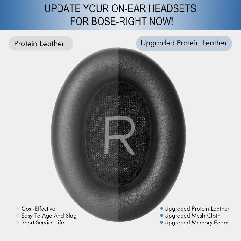 GEVO Replacement Ear Pads for Bose QC45, Ear Cushions for Bose QuietComfort 45 (QC45) & Quiet Comfort SE (QC SE) Headphones, Earpads with Softer Leather Noise Isolation Foam (Black) - Image 5