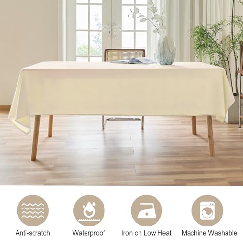 AUSSPVOCT Textured Tablecloth Rectangle 52x70 Water Resistant Spill-Proof Wipeable Cream Table Cloth Wrinkle Free Fabric Dining Table Cover for Spring Easter Party Farmhouse Kitchen Decor - Image 5