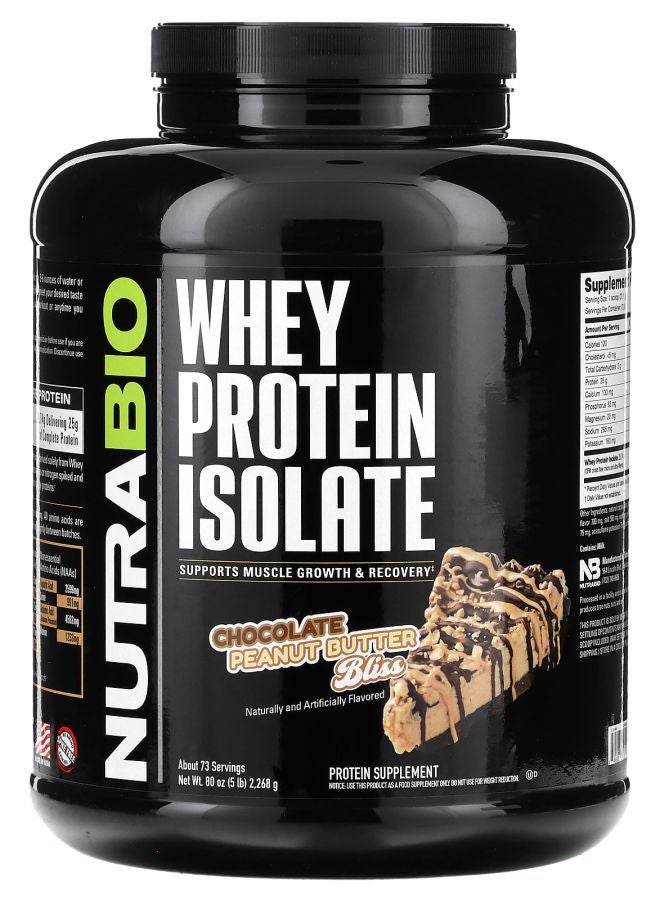 NutraBio Whey Protein Isolate Chocolate Peanut Butter Bliss 5 lb (2268 g) - Image 1
