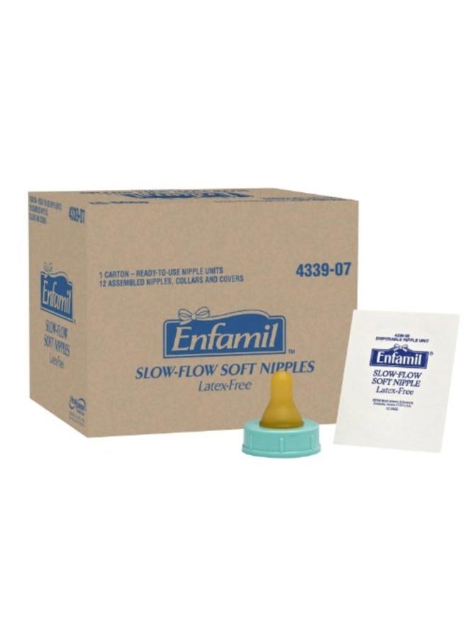 Enfamil Slow Flow Soft Nipples, Latex-Free & BPA Free, 12 Count - Image 1