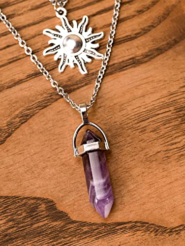 Sacina Gothic Layered Crystal Sun and Moon Necklace, Moon and Sun Pendant, Gothic Goth Emo Grunge Necklace, Goth Jewelry, Halloween Christmas Jewelry Gift For Women - Image 5