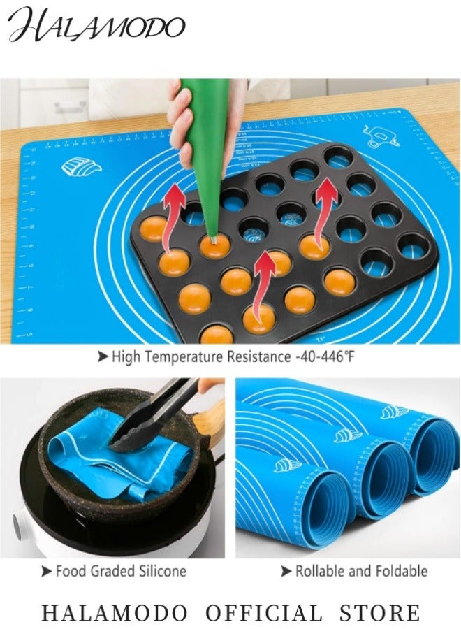 هالامودو حصيرة خبز من السيليكون لعجن العجين مع قياسات حصيرة معجنات كبيرة سميكة للغاية غير لاصقة 19.7 بوصة × 15.7 بوصة خالية من مادة BPA غير لاصقة وغير قابلة للانزلاق لوازم الخبز لخبز البيتزا والكعك - Image 4