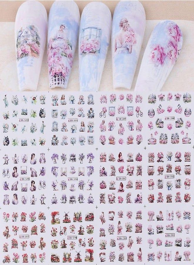 Maigitur 1400Pcs Nail Stickers Water Transfer DIY Nail Decals, Fruit Butterfly Flowers Marine Animal Transfer Watermark Nail Art Stickers for Nails Toenails Nail Tips Decor Halloween Christmas - Image 5