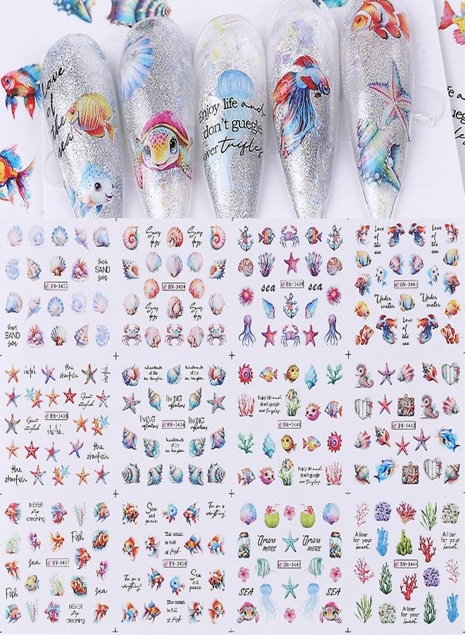 Maigitur 1400Pcs Nail Stickers Water Transfer DIY Nail Decals, Fruit Butterfly Flowers Marine Animal Transfer Watermark Nail Art Stickers for Nails Toenails Nail Tips Decor Halloween Christmas - Image 3