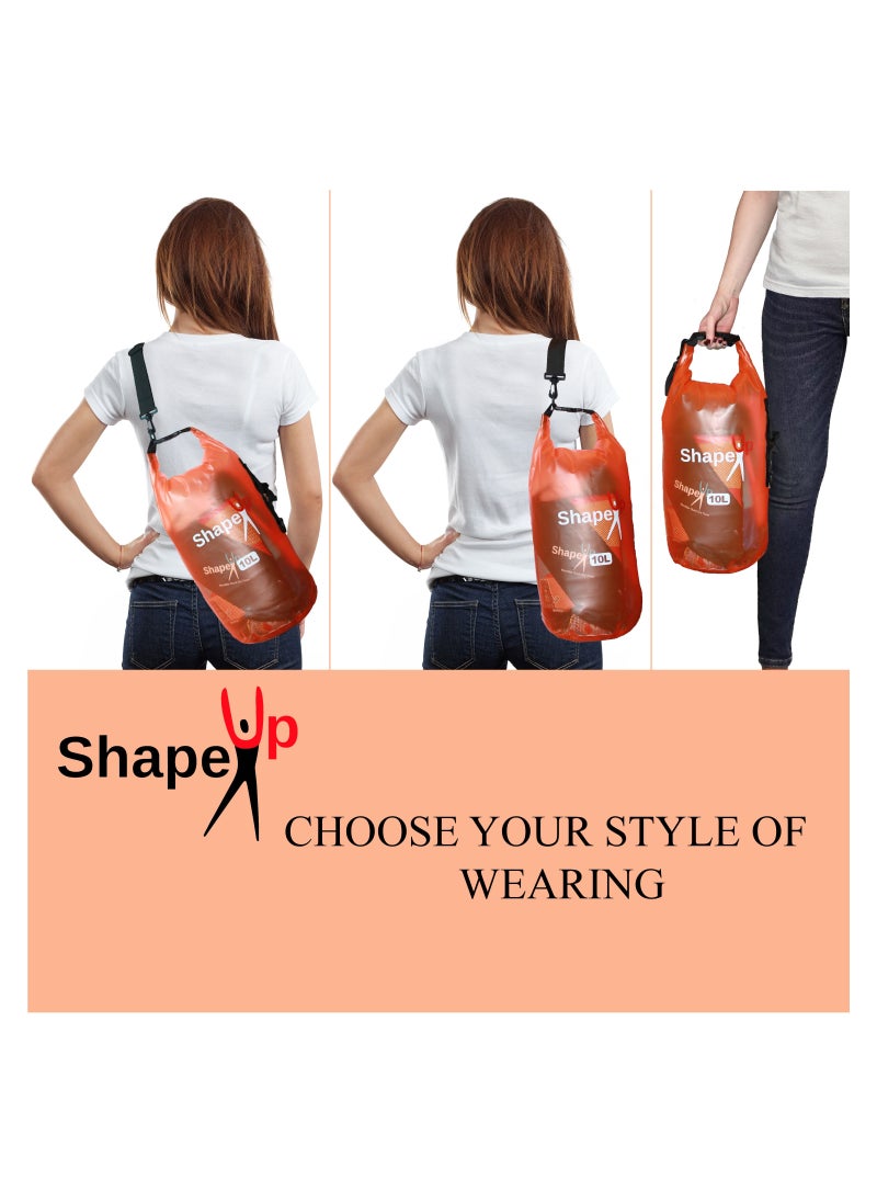 SHAPE UP - Waterproof Marine Dry Bag Backpack PVC 500 Tarpaulin 10L with Shoulder Strap Roll Top Floating Dry Sack Boating Swimming with Towel and Phone Case - Image 1