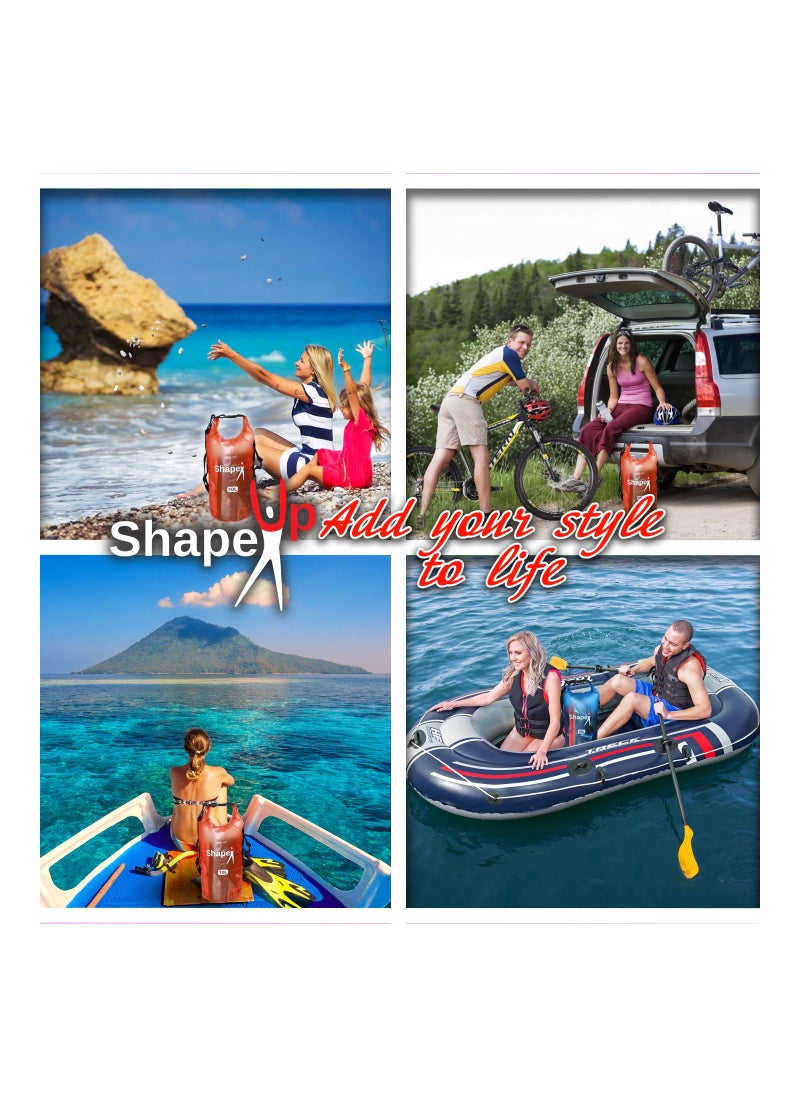 SHAPE UP - Waterproof Marine Dry Bag Backpack PVC 500 Tarpaulin 10L with Shoulder Strap Roll Top Floating Dry Sack Boating Swimming with Towel and Phone Case - Image 1
