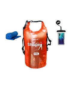 Waterproof Marine Dry Bag Backpack PVC 500 Tarpaulin 10L with Shoulder Strap Roll Top Floating Dry Sack Boating Swimming with Towel and Phone Case