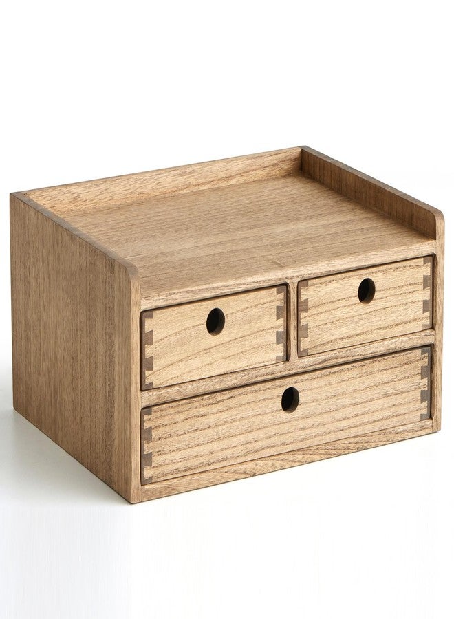 KIRIGEN Desk Organizer with Drawers - Wood Drawer Storage Box with Trays for Tabletop - Workspace Office Toiletries Supplies Tool Caddy - Wooden Storage Cabinet Dark Brown（DT2D3C-DBR） - Image 1