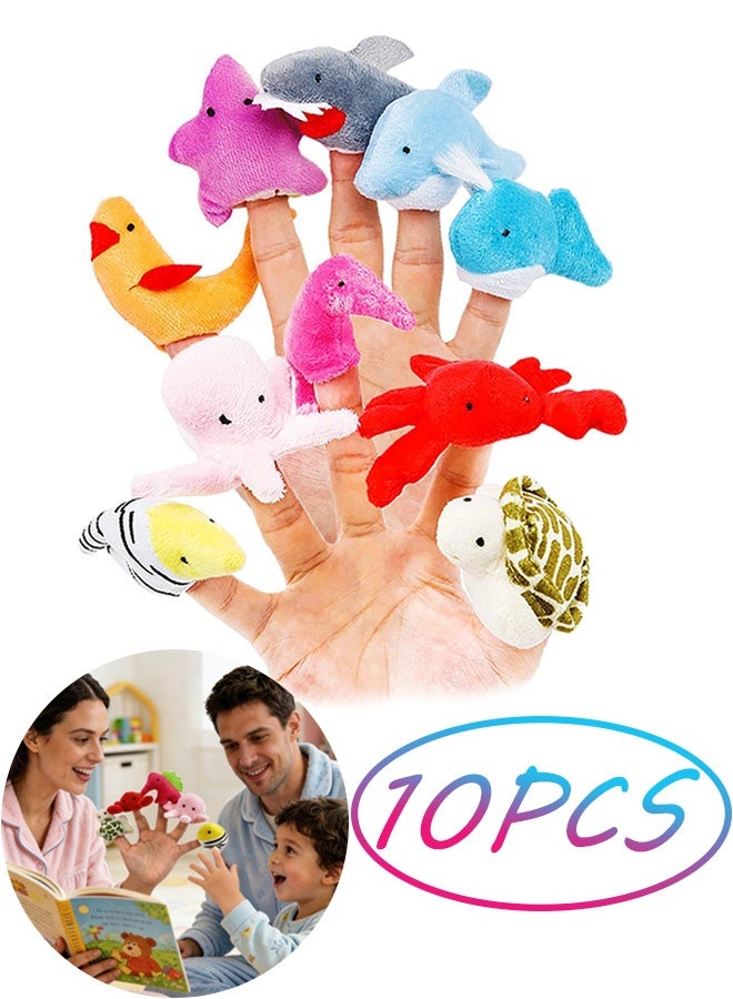 10 Pcs Sea Animal Finger Puppets,Soft Plush Cartoon Ocean Creature Finger Puppet Set,Interactive Educational Toys for Toddlers Storytelling,Playtime,Easter Basket Stuffers and Party Favors - Image 1