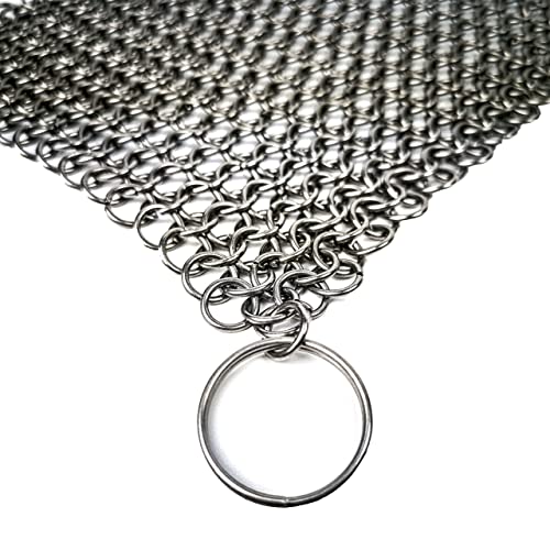 Mythrojan Chainmail Scrubber Cleaner 7.8" x 7.8" Premium 316L Stainless Steel Scrubber for Cast iron Pots,Pan, BBQ Grill, Wok and All Kitchenware Items - Stainless Steel - Image 4