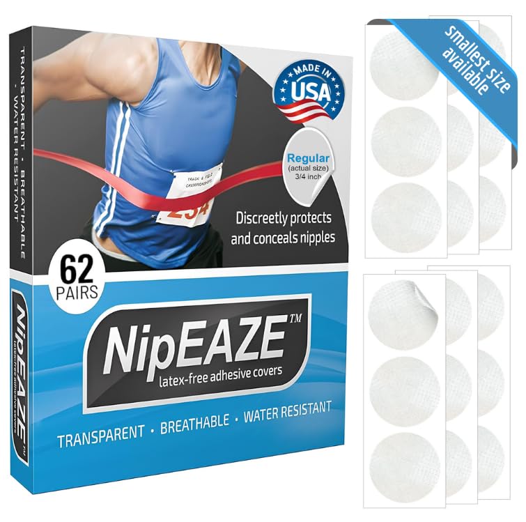 NipEaze - 4pack Value - The Original Transparent Nip Protector - Nipple Chafing Prevention; 62 pairs - Image 1