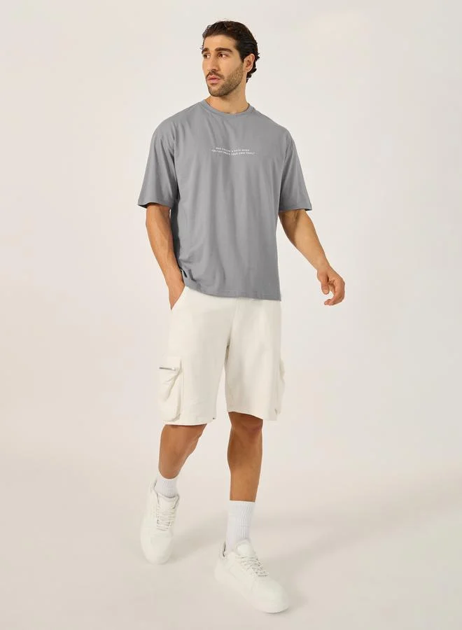 Styli Styli Oversized Minimal Print Crew Neck T-Shirt