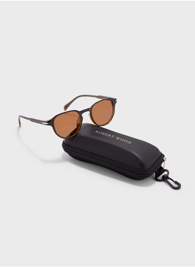 Robert Wood Polarized Lens Matt Finish Round Sunglasses