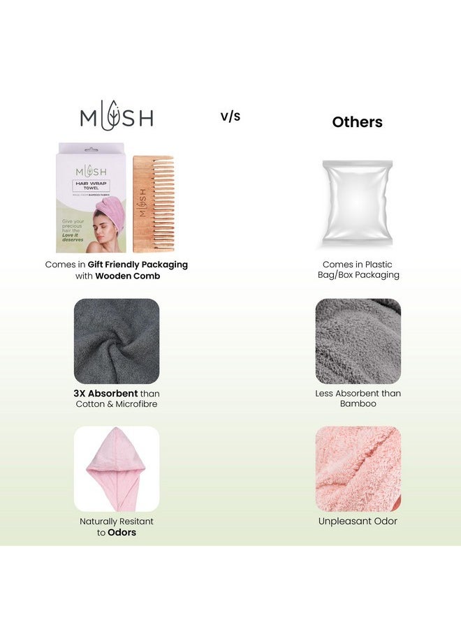 Mush - Bamboo Hair Towel Wrap | Absorbent Towel Hair-Drying | Hair Care Combo | Super Quick-Drying| Adjustable Buttons To Wrap Around Hair 500 Gsm (Olive Green) - Image 1