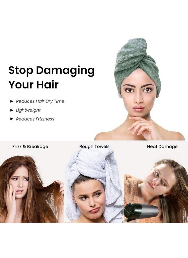 Mush - Bamboo Hair Towel Wrap | Absorbent Towel Hair-Drying | Hair Care Combo | Super Quick-Drying| Adjustable Buttons To Wrap Around Hair 500 Gsm (Olive Green) - Image 1