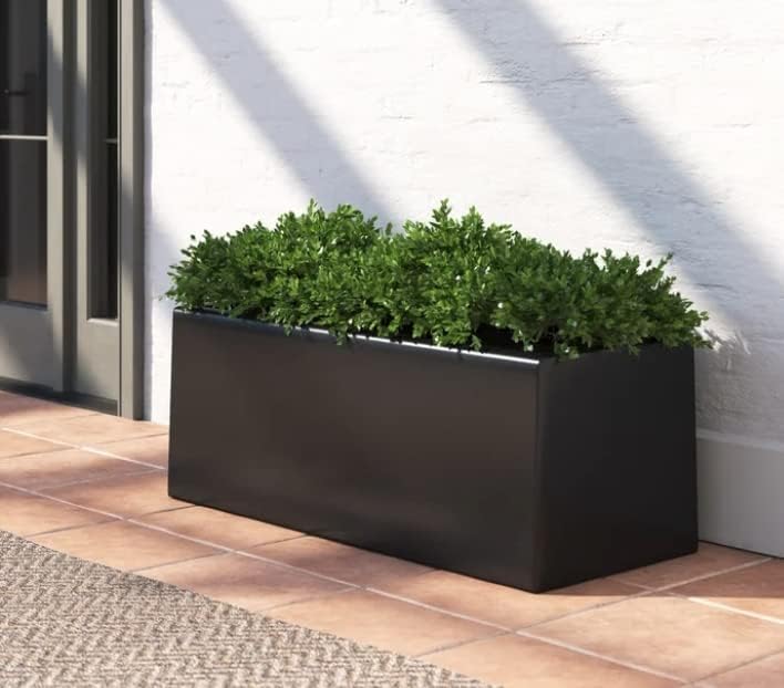 Lavish Craft Plant Store Modern Rectangle Planter Box - 20" Metal Planter Ideal for Long Succulents | Rectangular Table or Window Sill Planters for Indoor Use (Black) - Image 2