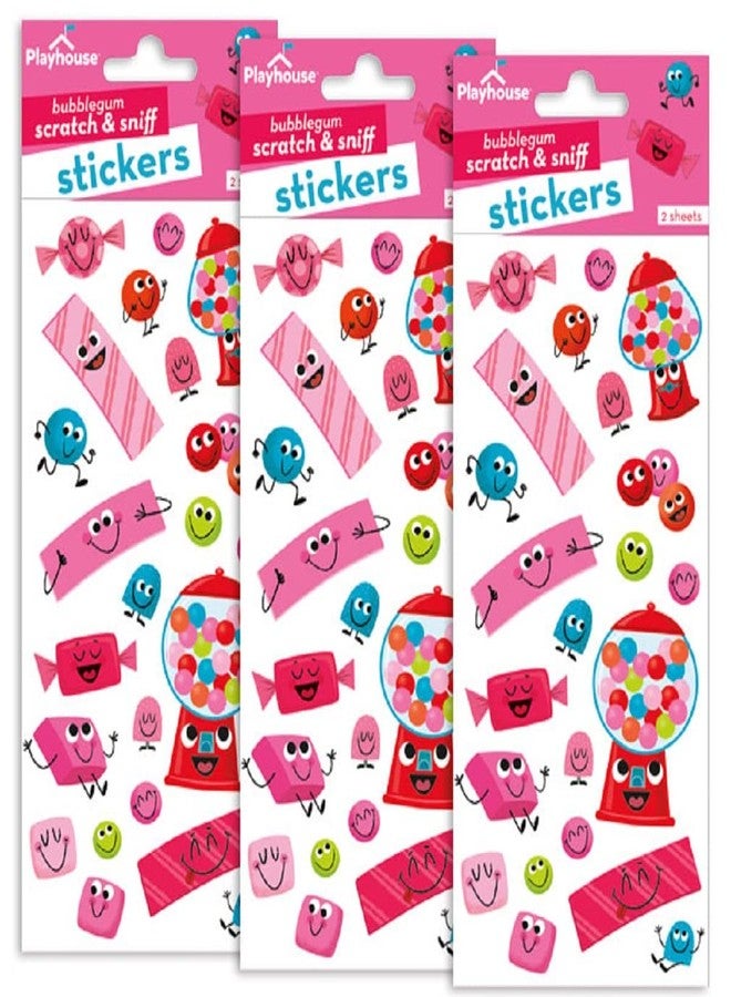 Playhouse Bubble Gum Fun Bubble Gum Scented Scratch & Sniff Sticker Sheets - 3 Packs - Image 2