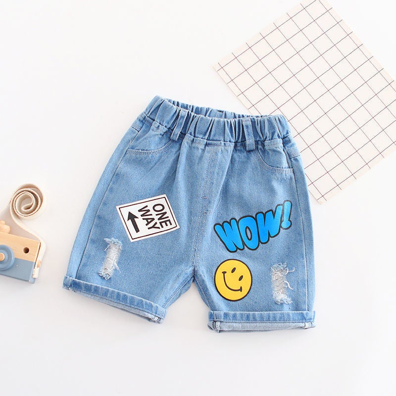 Boys' Baby Denim Shorts New Korean Style Children'S Summer Thin Mid-Length Pants Boys' Western Style Five-Length Pants Trendy Children'S Wear - Image 1