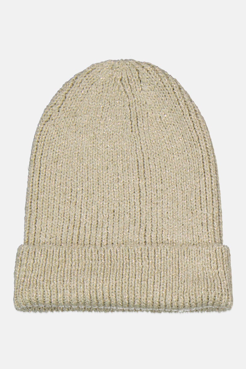 Women Metallic Knitted Beanie, Grey