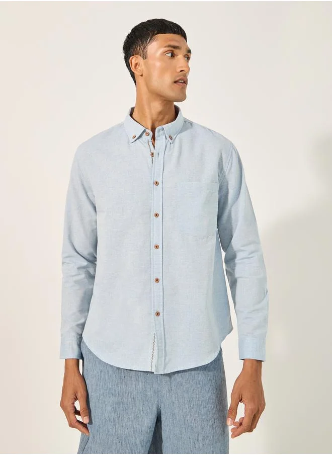 Styli Contrast Stitch and Loop Detail Regular Fit Shirt