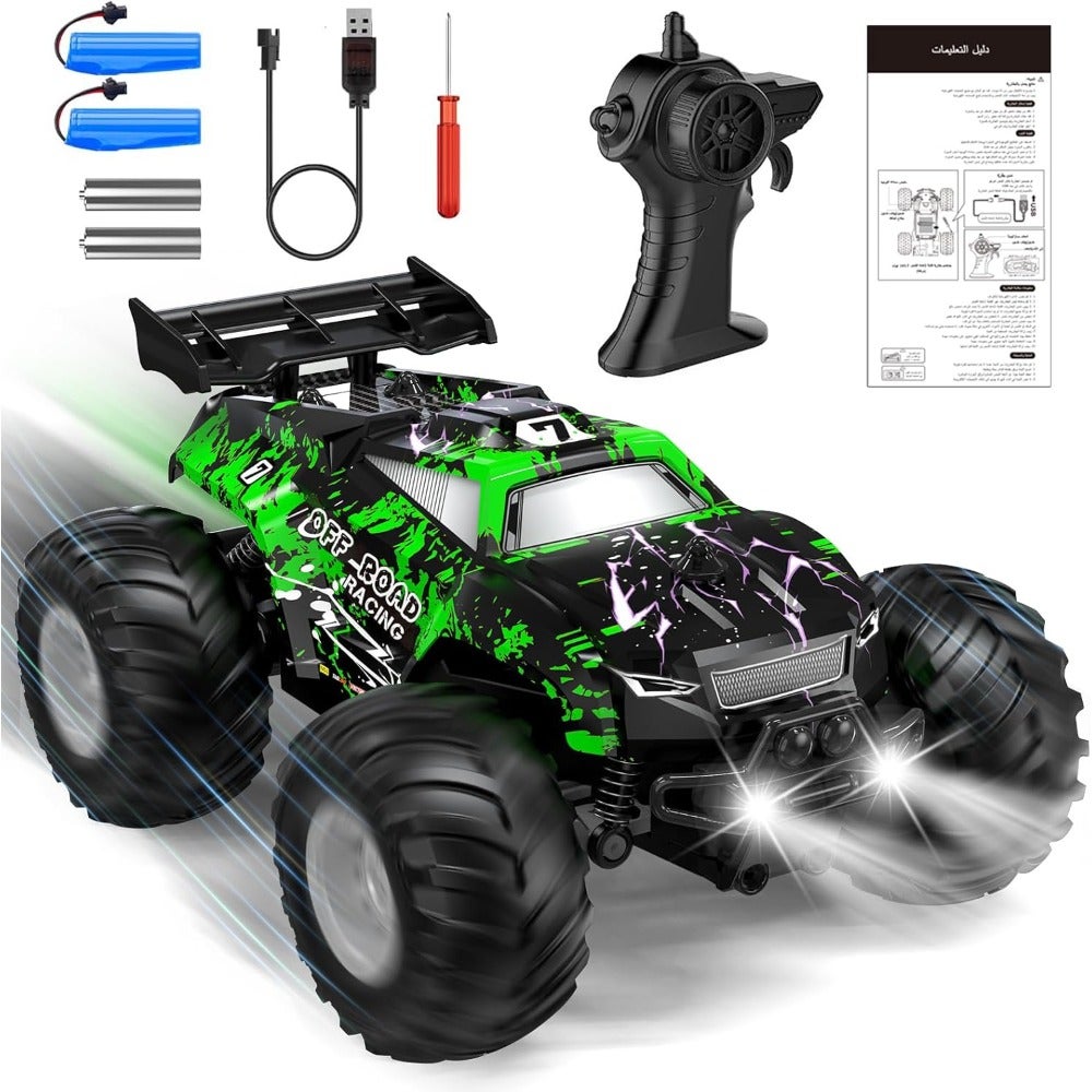 Remote Control Car Toys 1:20 High Speed Off-Road RC Car 2.4GHz Glow-Up Monster Truck with Body Lights Headlights 20 KM/H All Terrain RC CAR Toys for Boys Home Outdoor Play