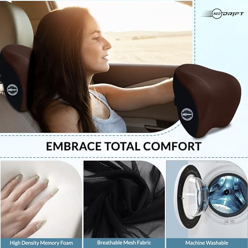 Neodrift ‘CurveNeck Pro’ - Neck Rest Cushion Orthopedic Velvet Memory Foam Pillow for Neck, Head, Shoulder Support - Pain Relief for Car, 1 Pc (Colour-Brown) - Image 2