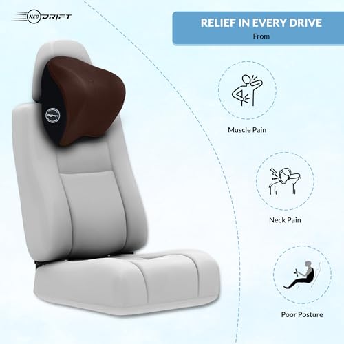 Neodrift ‘CurveNeck Pro’ - Neck Rest Cushion Orthopedic Velvet Memory Foam Pillow for Neck, Head, Shoulder Support - Pain Relief for Car, 1 Pc (Colour-Brown) - Image 5