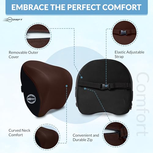 Neodrift ‘CurveNeck Pro’ - Neck Rest Cushion Orthopedic Velvet Memory Foam Pillow for Neck, Head, Shoulder Support - Pain Relief for Car, 1 Pc (Colour-Brown) - Image 3