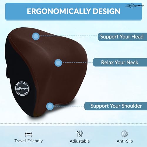 Neodrift ‘CurveNeck Pro’ - Neck Rest Cushion Orthopedic Velvet Memory Foam Pillow for Neck, Head, Shoulder Support - Pain Relief for Car, 1 Pc (Colour-Brown) - Image 4