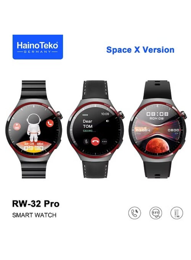 Haino Teko RW-32 PRO Smart Watch -  High Resolution AMOLED Display with 3 Straps - Black - Image 1