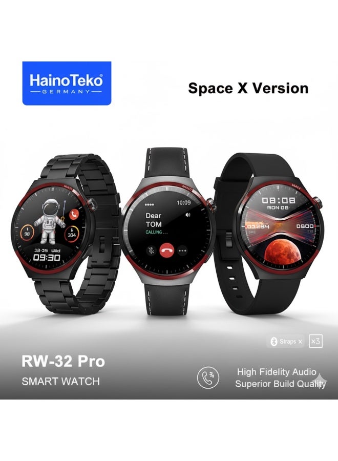 Haino Teko RW-32 PRO Smart Watch -  High Resolution AMOLED Display with 3 Straps - Black - Image 5