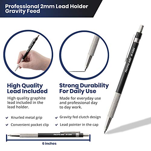 Pacific Arc 2mm Gravity Fed Lead Holder and Lead Sharpener, Red Drafting Pencil for Artist Drawing, Drafting, and Sketching - Image 3