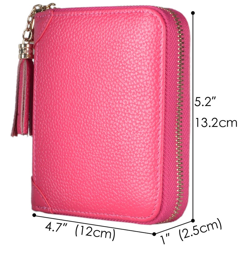 Easyoulife Womens Credit Card Holder Wallet Zip Leather Card Case RFID Blocking (Rose) - Image 5