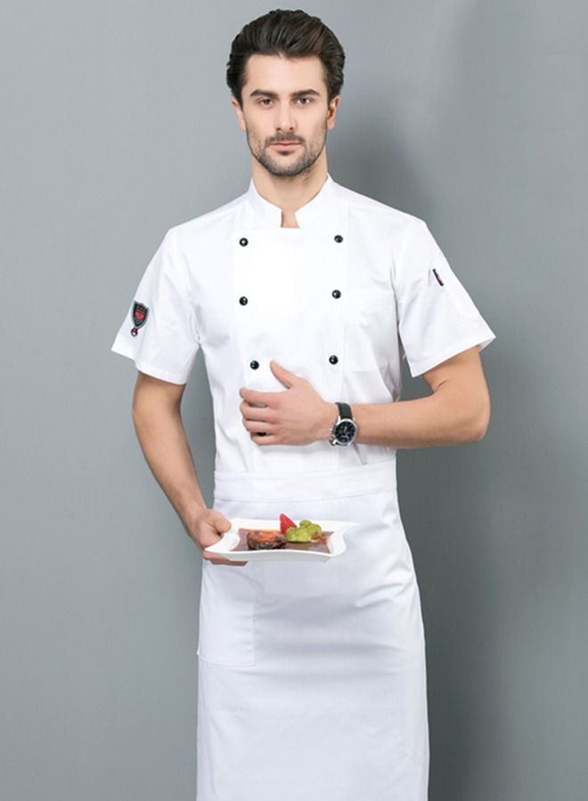 NIBEMINENT Summer chef overalls thin restaurant staff short-sleeved shirt  - Image 2