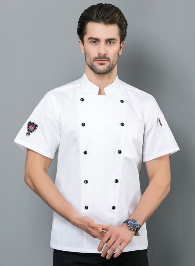 NIBEMINENT Summer chef overalls thin restaurant staff short-sleeved shirt  - Image 1