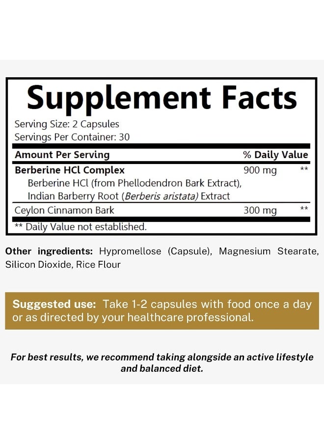 SIMPLE WONDERS Berberine 1200mg HCL Plus Ceylon Cinnamon Capsules - Blood Sugar & Immune Support Supplements, AMPK Metabolic Activator Complex, Glucose Metabolism, Cardiovascular & Insulin Support - Made in USA  - Image 2