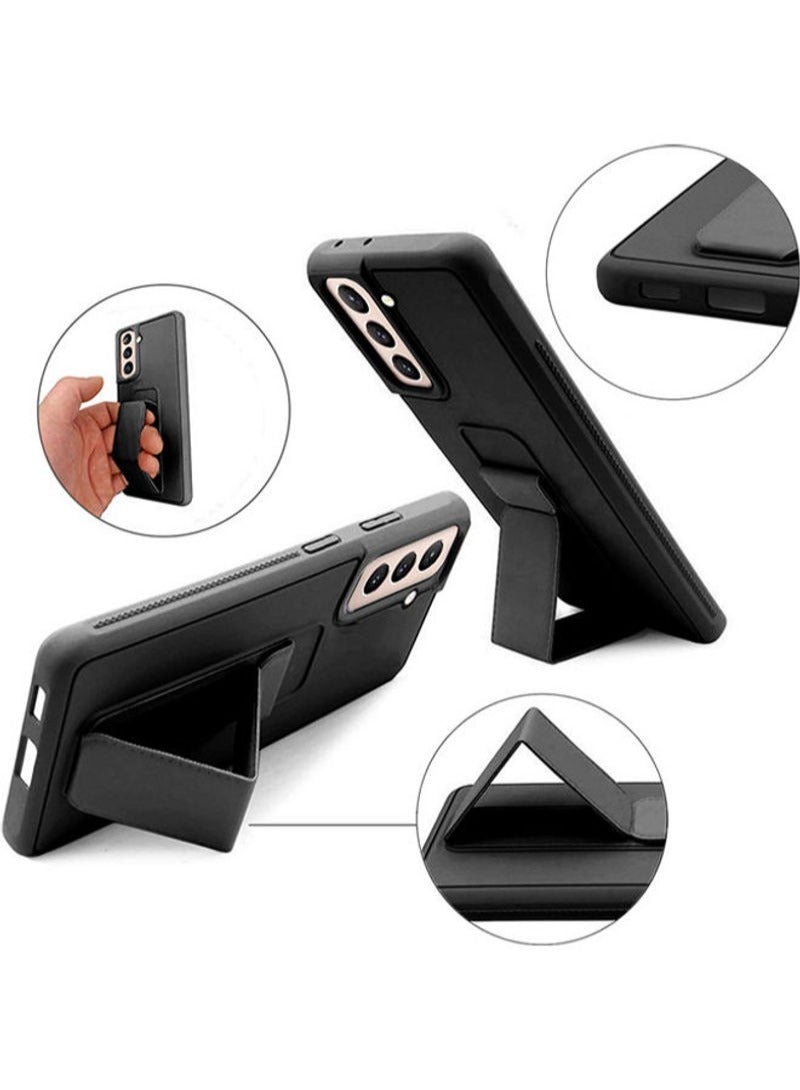 بورتوني غطاء حماية بمقبض حزام اليد لهاتف سامسونج جالاكسي S21 أسود - Image 3