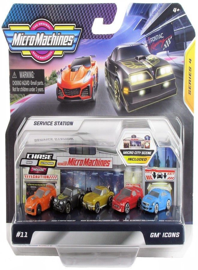 Micro Machines 2021 Series 4 World Pack #11 GM Icons: ZR1 Corvette, Pontiac Trans Am, '63 Split Window Corvette, IROC-Z Camaro, Cadillac CTS V - Image 1