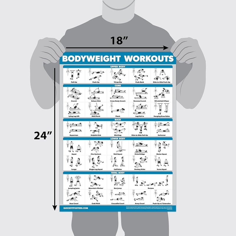 Palace Learning Bodyweight Workout Exercise Poster - Body Weight Workout Chart - Calisthenics Routine -with Plastic Frame, 18" x 24" - Image 2