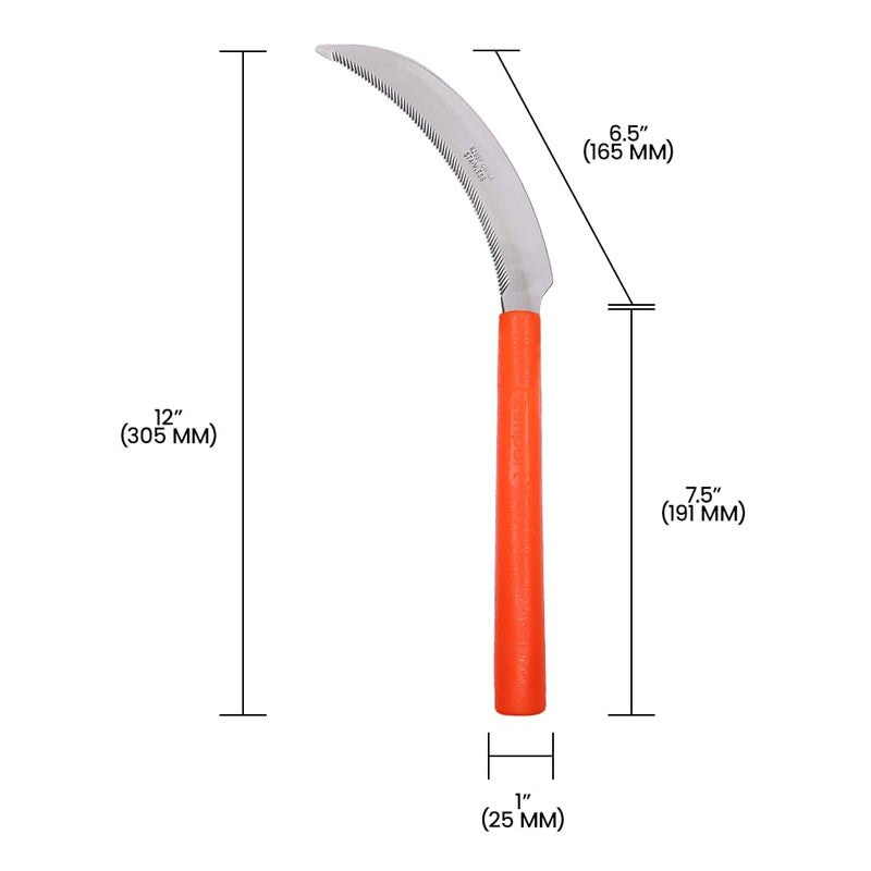 Zenport Zenport K208P Harvest Sickle with Plastic Handle, Light Serration, 6.5-Inch Stainless Steel Blade , Orange  - Image 5