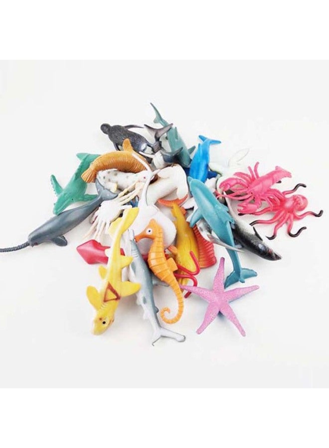 Simulation 24 Marine Animal Model Toy Plastic Penguin Dolphin Crayfish Whale Shark Fish Tank Landscape Decoration-Color:Bulk - Image 2