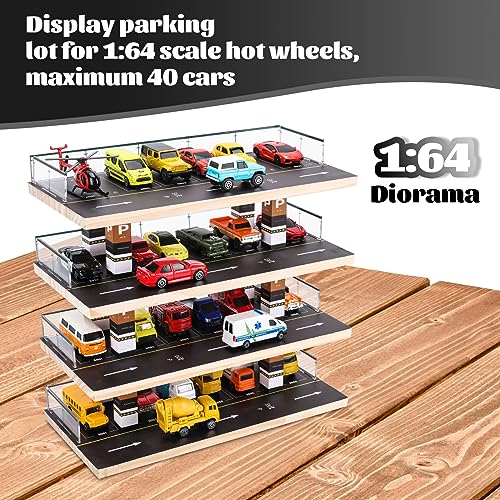 Saichotoy Display Case for Hot Wheels  Matchbox 164 Scale Diecast Toy Car Storage Parking Garage Diorama  Freestanding Storage with 4 Levels 24 Spots Maximum 40 Cars - Image 5