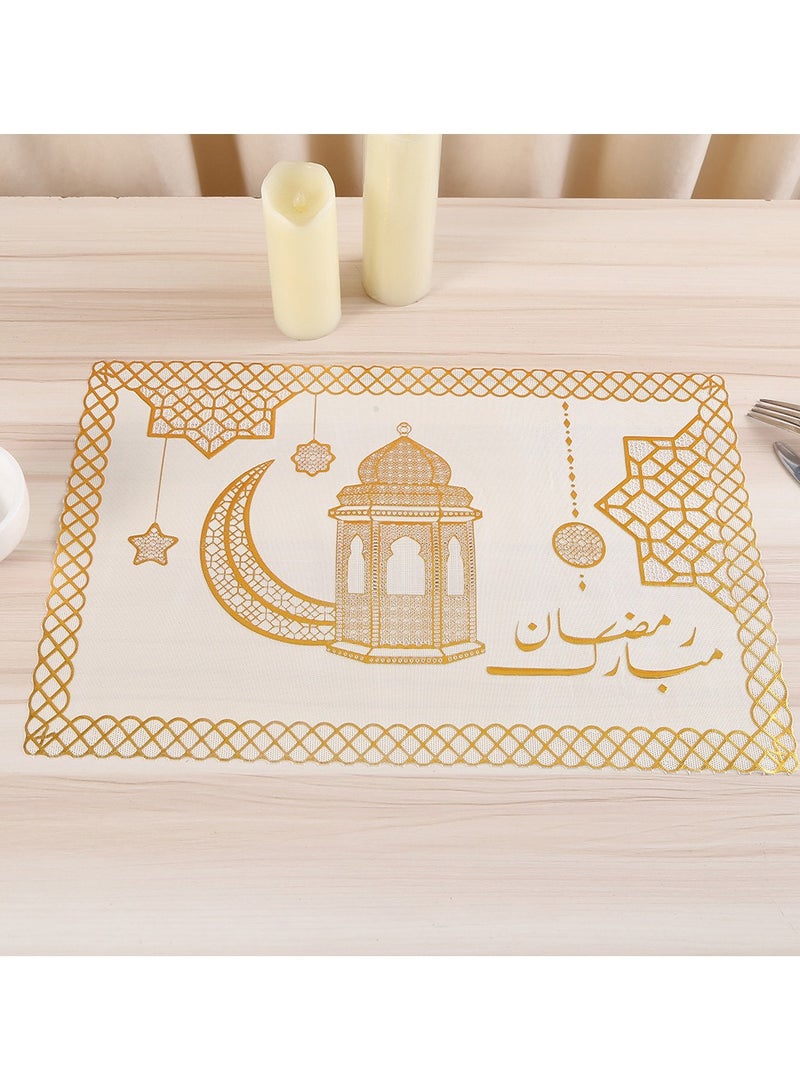 6 قطع من مواضع الذهب، تصميم مجوف PVC الضغط من الفينيل الجدول المركزي، 30x45 سم المواضع غير الانزلاقية العازلة منضدة قابلة للغسيل مجموعة - Image 2