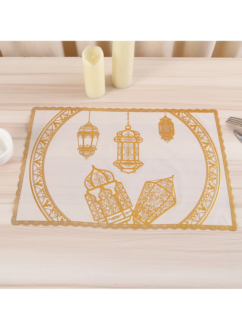 6 قطع من مواضع الذهب، تصميم مجوف PVC الضغط من الفينيل الجدول المركزي، 30x45 سم المواضع غير الانزلاقية العازلة منضدة قابلة للغسيل مجموعة - Image 5