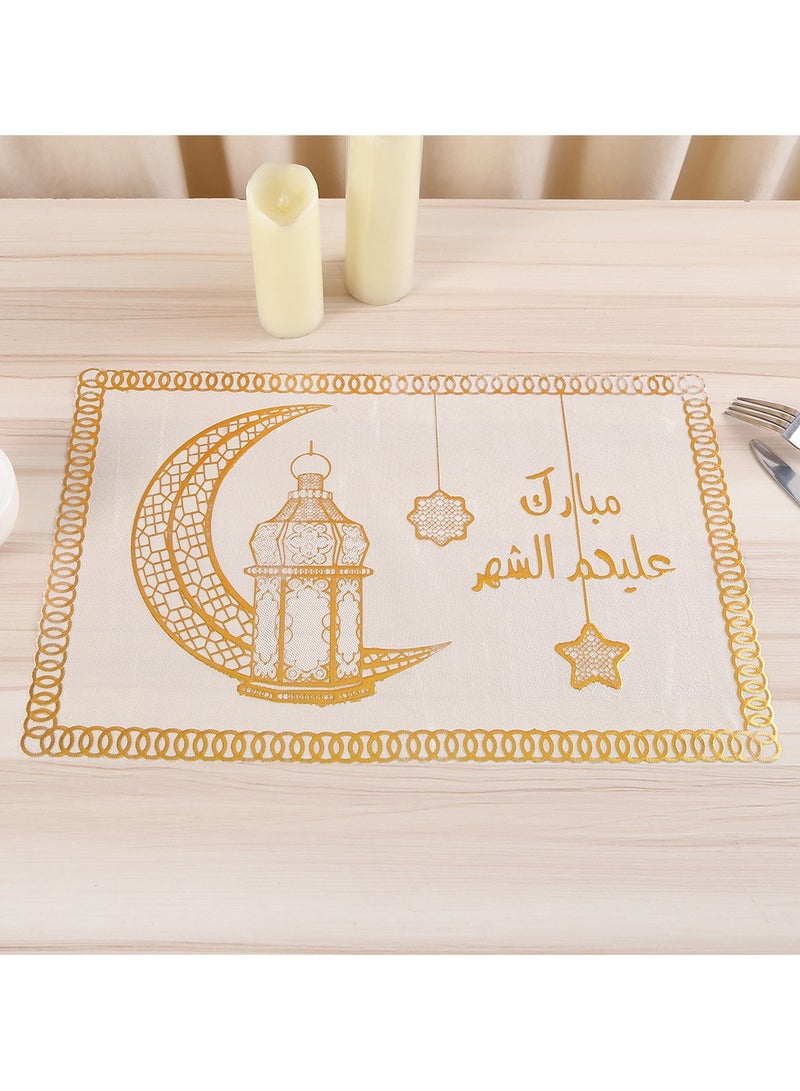 6 قطع من مواضع الذهب، تصميم مجوف PVC الضغط من الفينيل الجدول المركزي، 30x45 سم المواضع غير الانزلاقية العازلة منضدة قابلة للغسيل مجموعة - Image 3